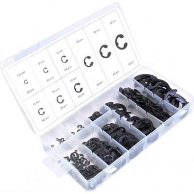 Pojistné kroužky na hřídele E-KLIP - vnější segrovky, 1.5 - 22 mm, sada 300 ks - ASTA – Sleviste.cz