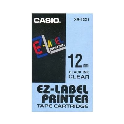 Casio originální páska do tiskárny štítků, Casio, XR-12X1, černý tisk/průhledný podklad, nelaminovaná, 8m, 12mm – Zboží Mobilmania