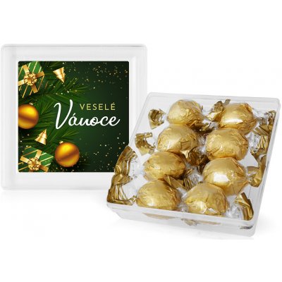 Selllot Pralinky v plastové krabičce Veselé Vánoce zlatá 112 g – Sleviste.cz