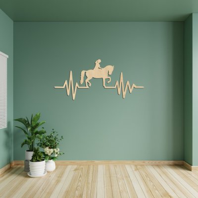 WOODENY Dřevěný obraz na zeď - Kůň a jezdkyně Vyberte velikost:: šířka 30cm výška 15cm, Vyberte dekor: Javor – Zboží Mobilmania