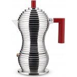 ALESSI indukční espresso kávovar Pulcina na 3 šálky červený – Zboží Mobilmania