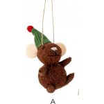 Bloomingville Plstěná vánoční ozdoba Peo Mouse Green Wool F, zelená barva, textil – Sleviste.cz