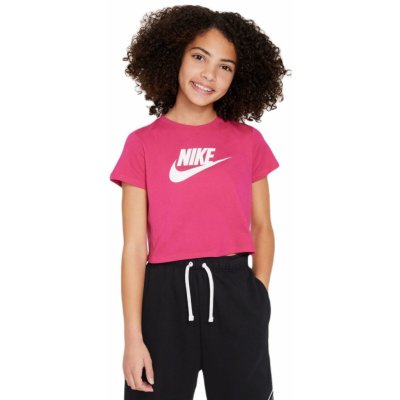 Nike Sportswear Crop Futura Tee fireberry/white – Zboží Mobilmania