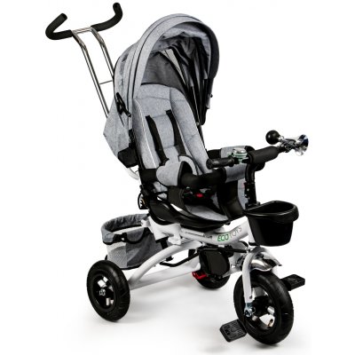 ECOTOYS Tříkolová otočná koloběžka 360 šedá deluxe se stříškou – Sleviste.cz