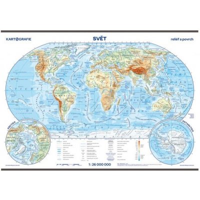 Svět – reliéf a povrch – školní nástěnná mapa – Zboží Mobilmania