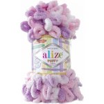 Alize Příze Puffy color 6051 růžovo-lila-bílá – Zboží Dáma