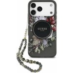 Guess IML Flowers Strap MagSafe Zadní Kryt pro iPhone 17 Pro Black – Zboží Mobilmania
