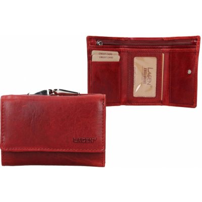 Lagen Dámská kožená peněženka rámková červená zip na bankovky HT 33 T RED