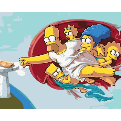 ZUTY Malování podle čísel SIMPSONOVI JAKO STVOŘENÍ ADAMA Rozměr 40 x 50 cm Rámování bez rámu a bez vypnutí plátna – Zboží Mobilmania