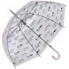 Deštník Deštník pro dospělé s bílými kočičkami a růžovým pruhem