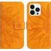 Pouzdro a kryt na mobilní telefon Apple PROTEMIO 64610 ART SUN FLOWER Peněženkové pouzdro s řemínkem Apple i Phone 15 Pro žluté