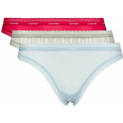 Calvin Klein 3 PACK dámské kalhotky Bikini QD3804E6VW modrá růžová