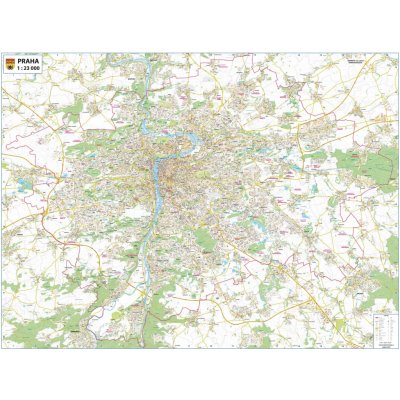 Excart Maps Praha - nástěnná mapa 160 x 120 cm Varianta: bez rámu v tubusu, Provedení: laminovaná mapa s očky – Zboží Dáma