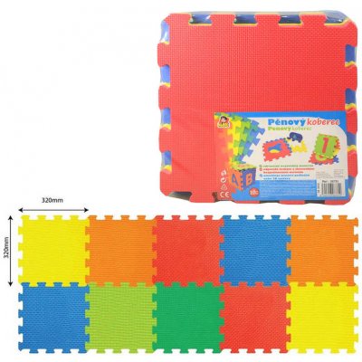 Baby puzzle pěnové soft barevné set 10ks měkké bloky 32x32cm na zem – Zboží Mobilmania