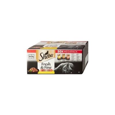 Sheba Fresh & Fine kuře kachna a krůta in sauce 50 x 50 g – Sleviste.cz