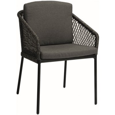 Stern Jídelní křeslo Odea, rám lakovaný hliník černý (black matt), lankový výplet pepper, sedáky 100% akryl Silk Black – Hledejceny.cz