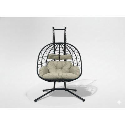 Chomik DVOJITÉ SKLÁDACÍ ZÁVĚSNÉ KŘESLO LUVO ČERNÉ – Zboží Dáma