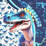 Úplet vzorovaný s dinosaurem, digitální tisk - panel – Zboží Dáma