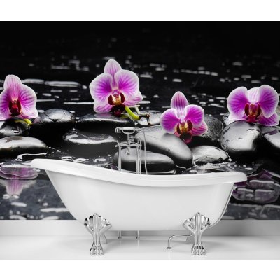 Gario Fototapeta Zenové kameny a orchideje Materiál: Vliesová rozměry 200 x 140 cm – Zboží Mobilmania