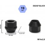 Kolová matice M14x2,0 kužel otevřená, klíč 19, D62X2F-BLACK černá, výška 18mm