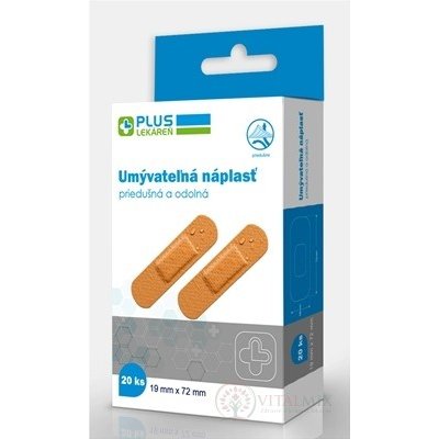 PLUS LÉKÁRNA Náplast omyvatelná prodyšná a odolná 19 x 72 mm 20 ks – Zbozi.Blesk.cz