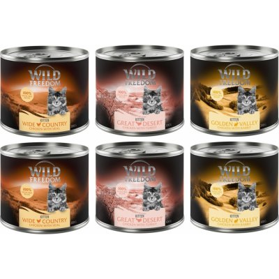 Wild Freedom Kitten Mix Pack x hovězí 2 x krůtí 2 x králičí 6 x 0,2 kg