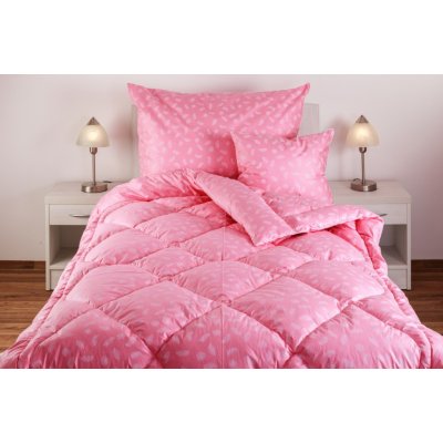 JAN Peří přikrývka prošívaná péřová 20/80 husí drané peří růžové peříčko 140x250 – Hledejceny.cz