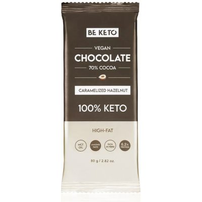 BeKeto KETO VEGAN ČOKOLÁDA 70% S MCT OLEJEM Lieskové orechy 80 g – Hledejceny.cz