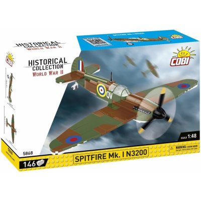 COBI 5868 World War II Britský stíhací letoun Spitfire MK. I N3200 1:48 – Zboží Dáma
