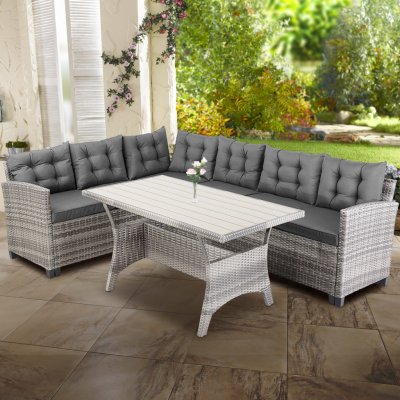 FurniGO Ratanová sestava Sedan šedý ratan + antracit polštářky – Hledejceny.cz