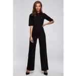 S243 Elegant jumpsuit with a tie neck black – Zboží Mobilmania