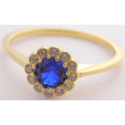 Klenoty Budín dámský zásnubní zlatý prsten s modrým safírem HK1025