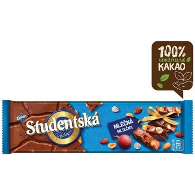 ORION STUDENTSKÁ PEČEŤ mléčná čokoláda s arašídy, rozinkami a želé 260 g – Zbozi.Blesk.cz