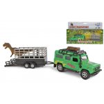Kids Globe Traffic Land Rover 28cm kov na zpětný chod s přívěsem a dinosaurem – Hledejceny.cz