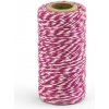 Šňůra a provázek Barevný provázek z bavlny - tmavě růžový / bílý - 50 m