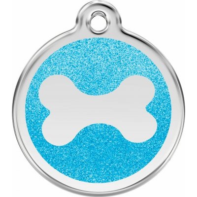 Red Dingo známka Bone Glitter Aqua Kost aqua třpytivá L 37 mm – Zboží Mobilmania