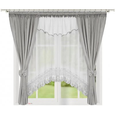Fliying Dekorační sada záclon se závěsem L 595 II šedá/bílá 400x160 cm – Hledejceny.cz