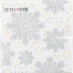 Anděl Papírové ubrousky třívrstvé vánoční vločky stříbrné 33x33cm – Zboží Dáma