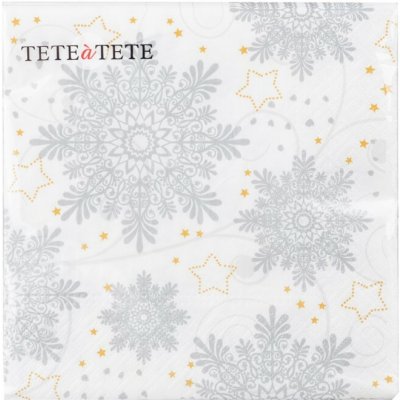 Anděl Papírové ubrousky třívrstvé vánoční vločky stříbrné 33x33cm – Zboží Dáma