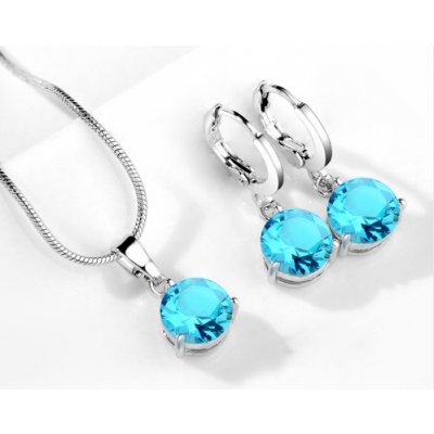 Set šperků náušnice a náhrdelník se zirkonem 50 Světle modrá – Zboží Mobilmania