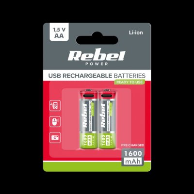 Rebel BAT2014 AA 1600 mAh Li-ion 1,5 V 2 ks USB-C – Zboží Živě