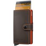 Secrid kožené pouzdro na karty hnědé s oranžovým prošitím – Zboží Živě