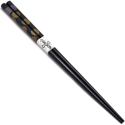 Red SAMURAI Jídelní hůlky Orient Gold – černé s ornamenty – Zboží Dáma