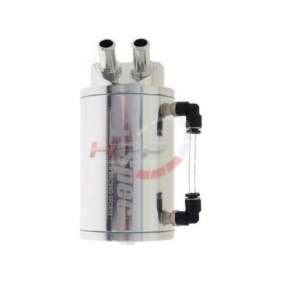 Oil catch tank D1 Spec - 2x vývod - objem 0,5l - stříbrný – Sleviste.cz