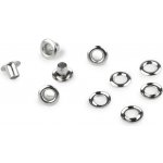 Průchodky s podložkou vnitřní Ø4 mm / vnější Ø7,5 mm na silnější látky Varianta: 2 nikl, Balení: 100 pár – Sleviste.cz