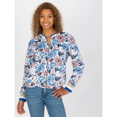 BÍLÁ KVĚTOVANÁ BOMBER mikina RV-BL-8115.85-WHITE -BLUE