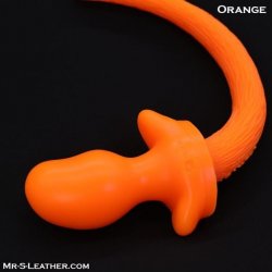 Mr. S Leather Puppy Tail from Oxballs Orange silikonový anální kolík psí ocas 9,8 x 3,2–5,4 cm