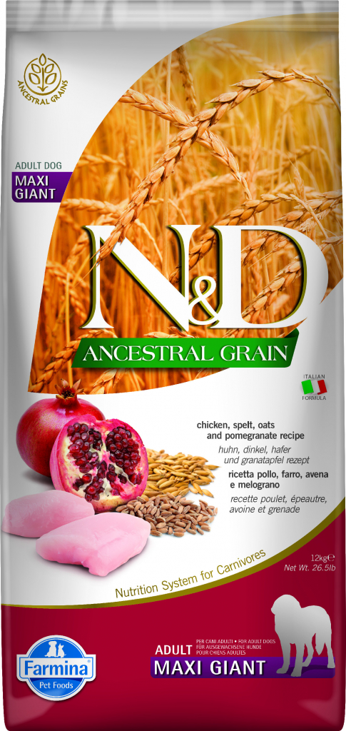 N&D Ancestral Grain Dog Adult Maxi & Giant Chicken & Pomegranate 12 kg