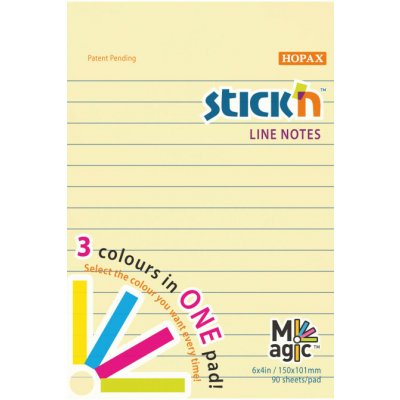 Stick´n Samolepicí bločky Stick´n by Hopax - 101 mm x 150 mm / linka / 90 lístků / Magic / pastel – Hledejceny.cz