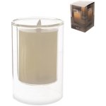 Mat Svíčka LED pr.10x15cm blikající plamen ve skle IVORY – Hledejceny.cz